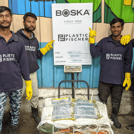 640 kg Plastik aus dem Ganges gefischt dank BOSKA und seinen Kunden