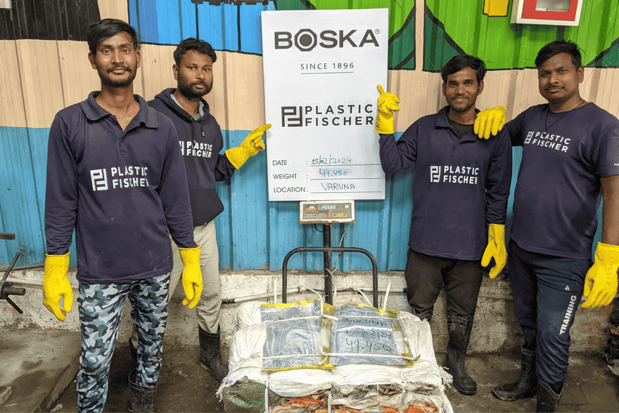 640 kg Plastik aus dem Ganges gefischt dank BOSKA und seinen Kunden